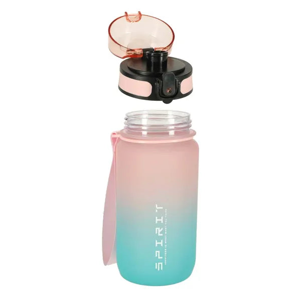 Sport kulacs szívószállal, füles, 600 ml, rózsaszín-kék