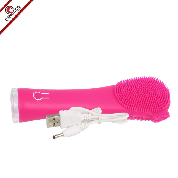 Vízálló, szilikon elektromos arctisztító, 5 fokozat, USB, rózsaszín