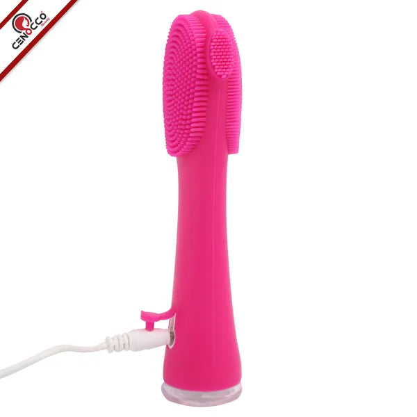 Vízálló, szilikon elektromos arctisztító, 5 fokozat, USB, rózsaszín