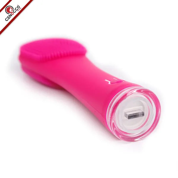 Vízálló, szilikon elektromos arctisztító, 5 fokozat, USB, rózsaszín