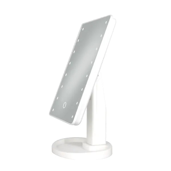 LED sminktükör 22x16 cm, 360° forgatható, érintőkapcsolós, tárolótálcás