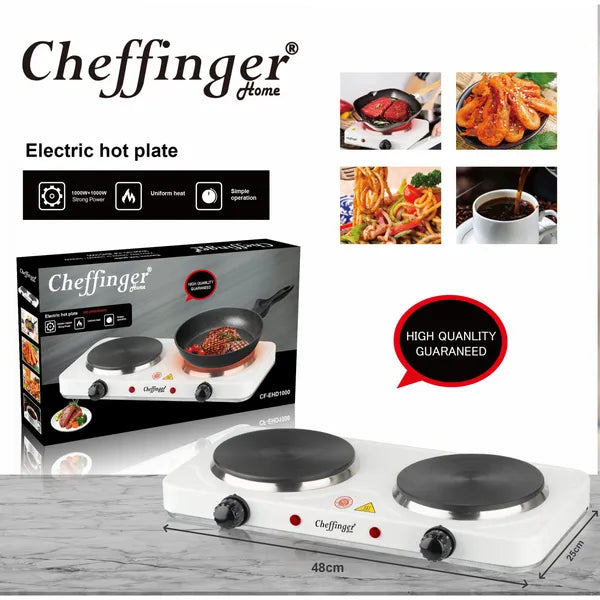Cheffinger CF-EHD1000 1000 W-os kétzónás hordozható elektromos főzőlap