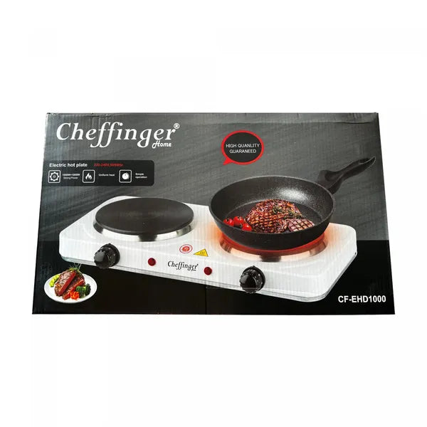 Cheffinger CF-EHD1000 1000 W-os kétzónás hordozható elektromos főzőlap