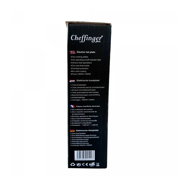 Cheffinger CF-EHD1000 1000 W-os kétzónás hordozható elektromos főzőlap