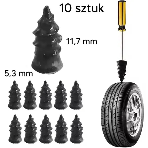 10 db önvulkanizáló gumijavító csavar, méret S 5,3×11,7 mm, kerékpár/autó
