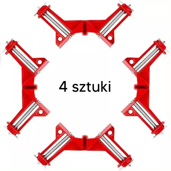 4 darabos faipari sarokszerelő készlet, 90 fokos, piros