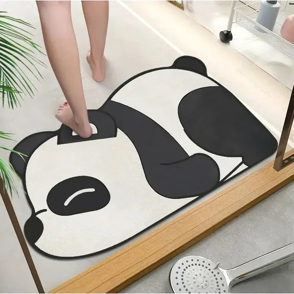 Gyorsan száradó fürdőszobai kilépő, panda minta, 60×40 cm, csúszásgátlós