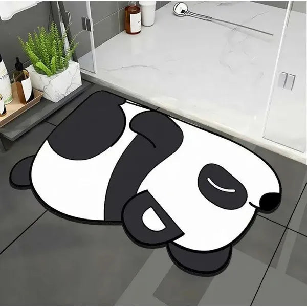 Gyorsan száradó fürdőszobai kilépő, panda minta, 60×40 cm, csúszásgátlós