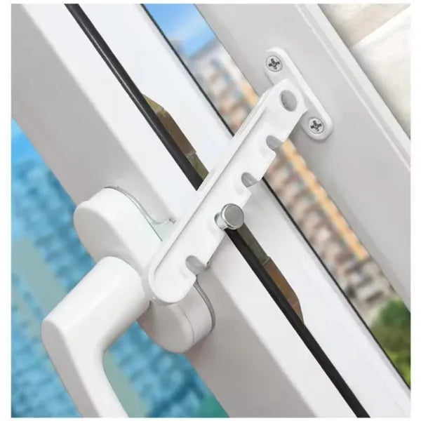 Gyerekbiztonsági ablaknyitás-korlátozó, 4 fokozat, fehér, 12 cm, 43 mm