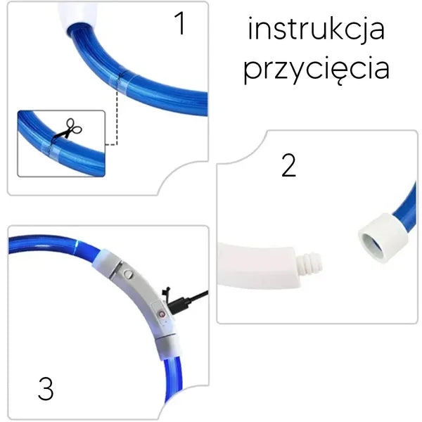 USB-tölthető, állítható RGB LED kutya nyakörv, L-70 cm