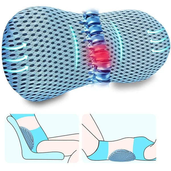 Ergonomikus memóriahabos deréktámasz párna székhez, 48×23×11 cm, kék