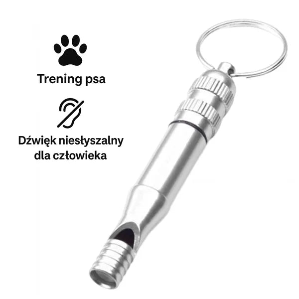 Ultrahangos kutyakiképző síp, alumínium, 7,5 cm, ezüst
