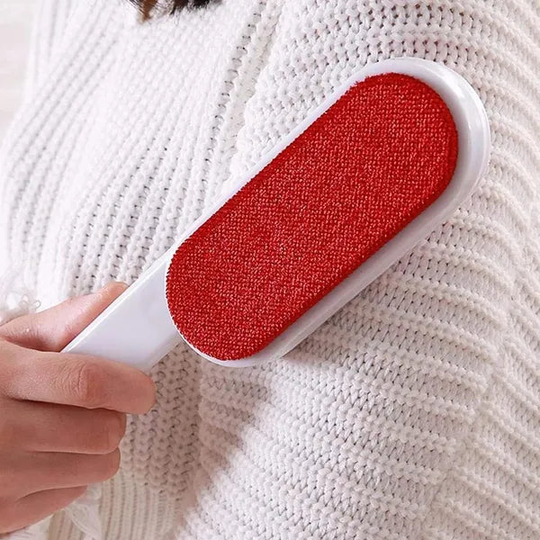 Kétoldalú ruhatisztító kefe 24,5 cm, szilikon/PP, szürke-piros