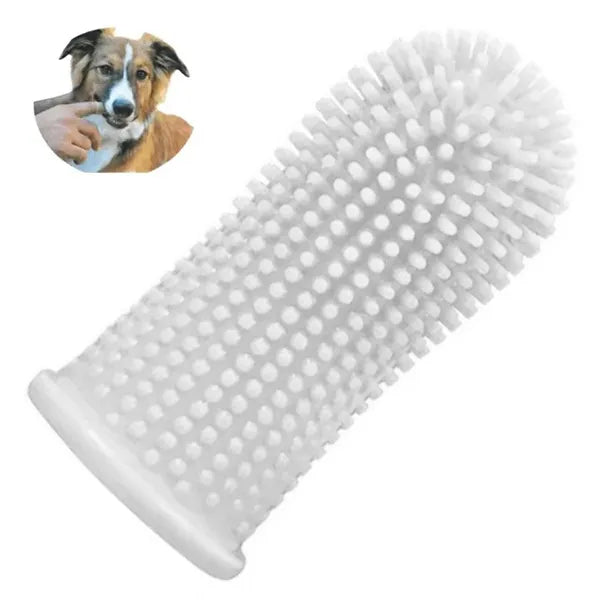 Átlátszó szilikon ujjra húzható kutya-macska fogkefe, 5 cm