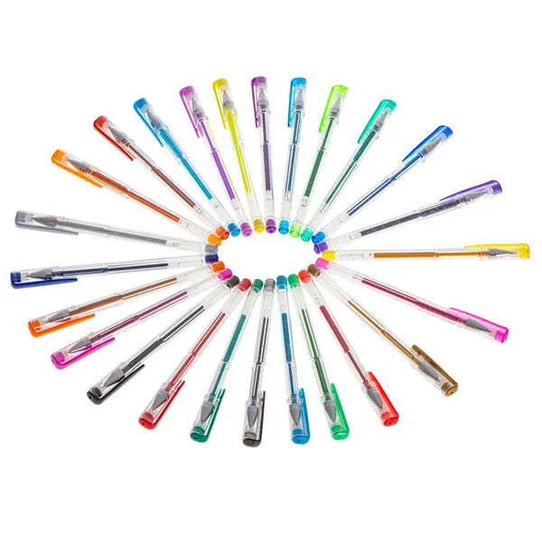 Színes csillámos zselés tollkészlet 25 db – csillám, metál, neon