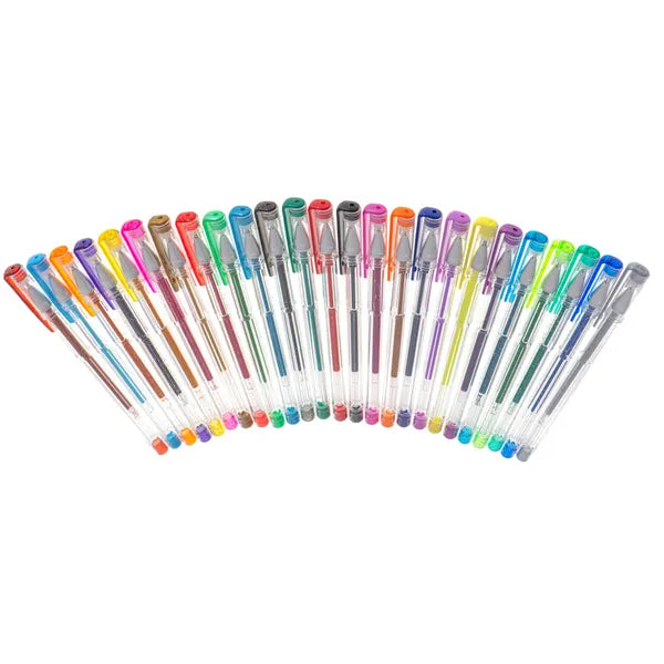 Színes csillámos zselés tollkészlet 25 db – csillám, metál, neon