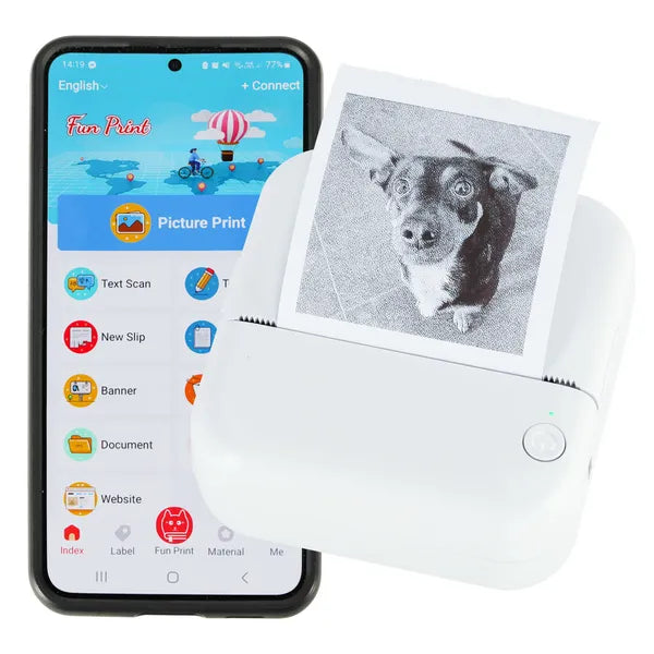 Kék hordozható mini bluetooth hőnyomtató fotókhoz és címkékhez, 57 mm