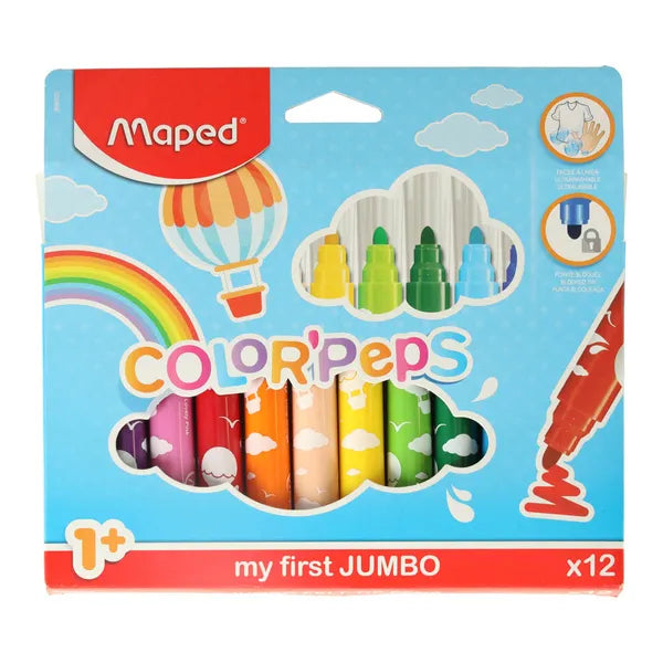 Maped Color'Peps Jumbo filctoll 12 szín, 1+ éveseknek lemosható