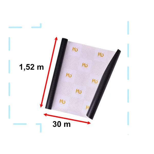 Karbon 4D fekete öntapadó fólia tekercs 1,52×30 m, 135 µm