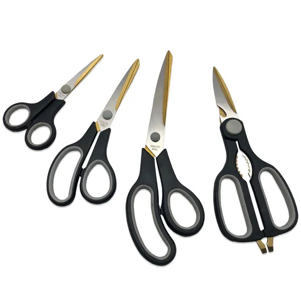 Titánbevonatú rozsdamentes acél olló készlet 4 db, 14-24 cm