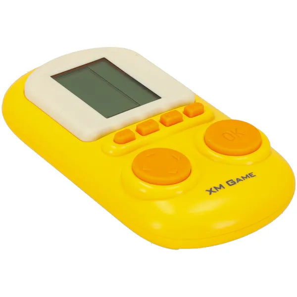 Mini kézi Tetris játékkonzol, sárga, hordozható, 6+ éves