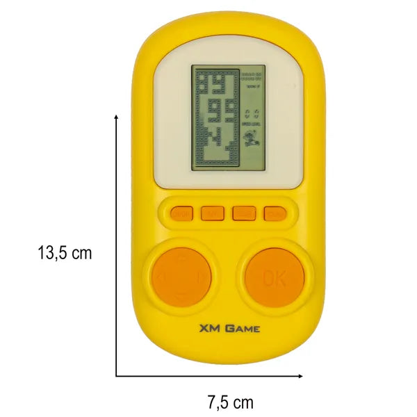 Mini kézi Tetris játékkonzol, sárga, hordozható, 6+ éves