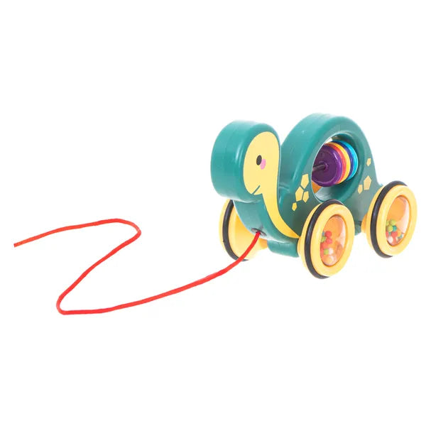 Húzható fa teknős csörgő: Montessori sétálós érzékelő játék 18 hó+