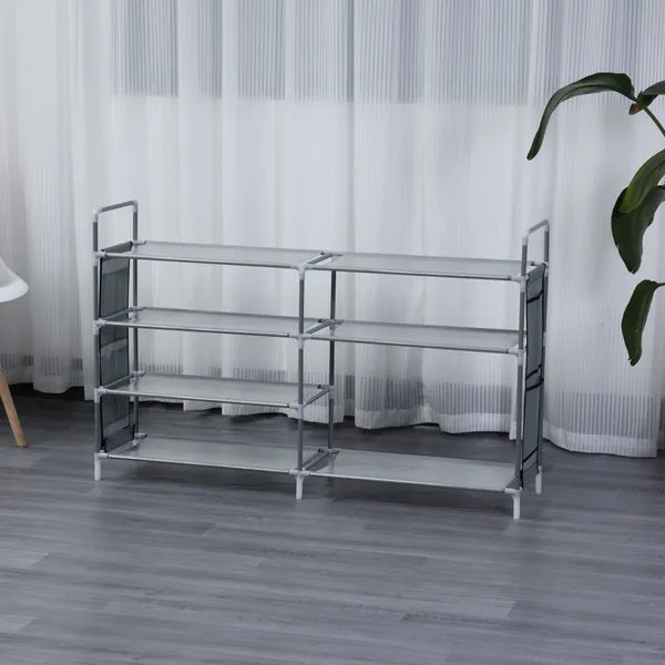 Herzberg HG-03596 7 szintes cipőtartó állvány, 20 pár, 112×27×70 cm, szürke