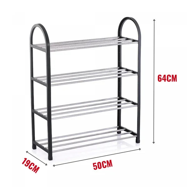 4 szintes cipőtartó polc, 50×19×64 cm, 12 pár, fém vázas – szürke