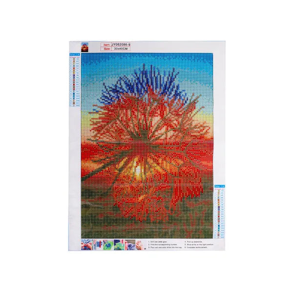 5D gyémántszemes kirakó készlet, pitypang motívum, 40×30 cm vászon