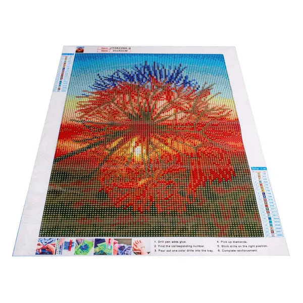 5D gyémántszemes kirakó készlet, pitypang motívum, 40×30 cm vászon