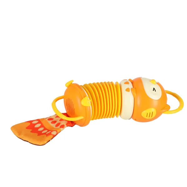 LED-es, zenélő harmonika játék gyerekeknek, 30 cm, narancssárga bagoly