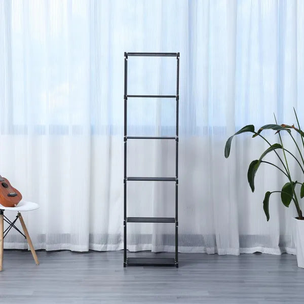 5 rétegű multifunkciós könyv- és tárolóállvány 42x26x153 cm fekete