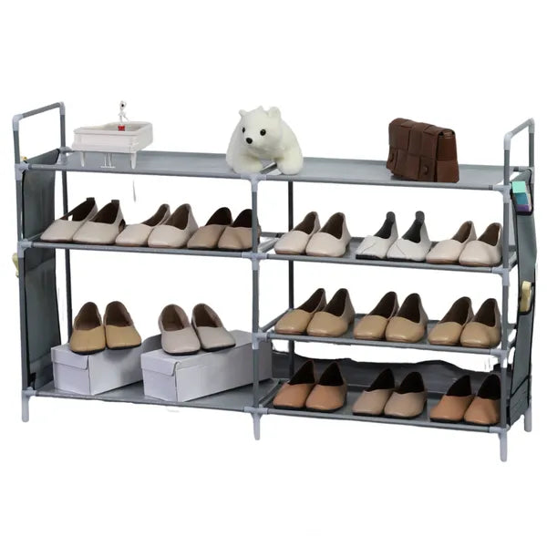 Herzberg HG-03596 7 szintes cipőtartó állvány, 20 pár, 112×27×70 cm, szürke