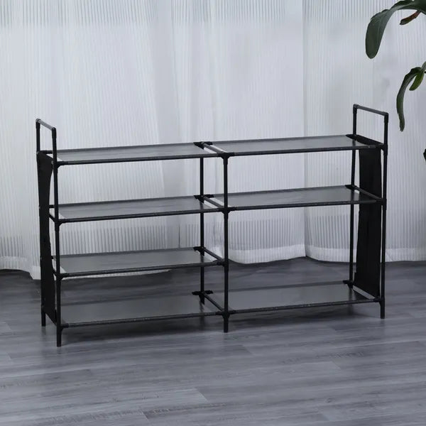 7 szintes cipőtartó állvány, 20 párhoz, 112×27×70 cm, fekete