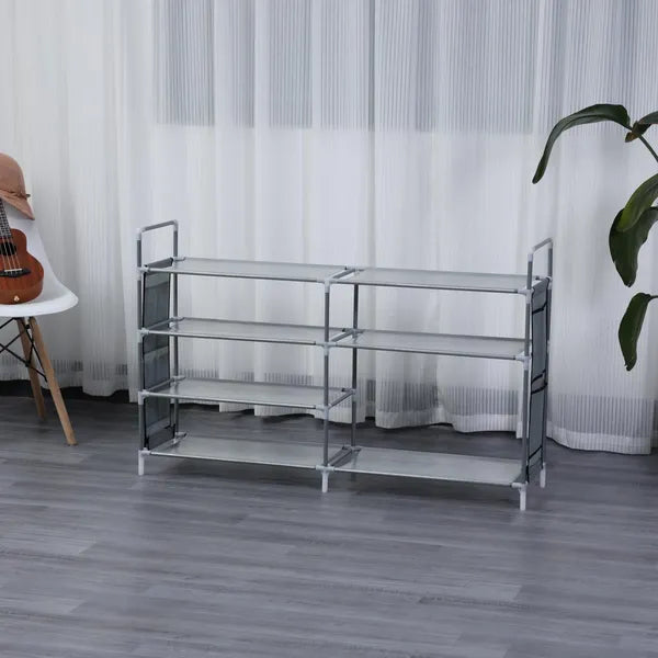 7 szintes cipőtartó állvány, 20 párhoz, 112×27×70 cm, fekete