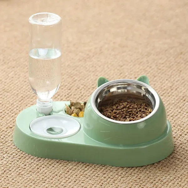 Menta színű dupla etető-itató automata, rozsdamentes tál, 500 ml