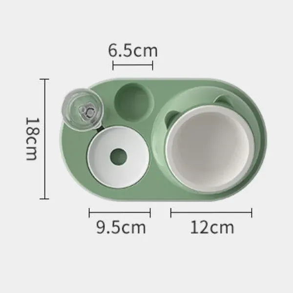 Menta színű dupla etető-itató automata, rozsdamentes tál, 500 ml