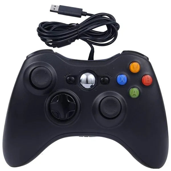 Vezetékes játékvezérlő Xbox 360 és PC-hez, Dual Shock, USB, fekete