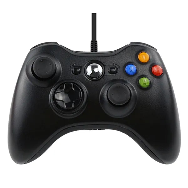 Vezetékes játékvezérlő Xbox 360 és PC-hez, Dual Shock, USB, fekete