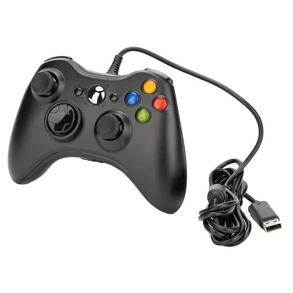Vezetékes játékvezérlő Xbox 360 és PC-hez, Dual Shock, USB, fekete
