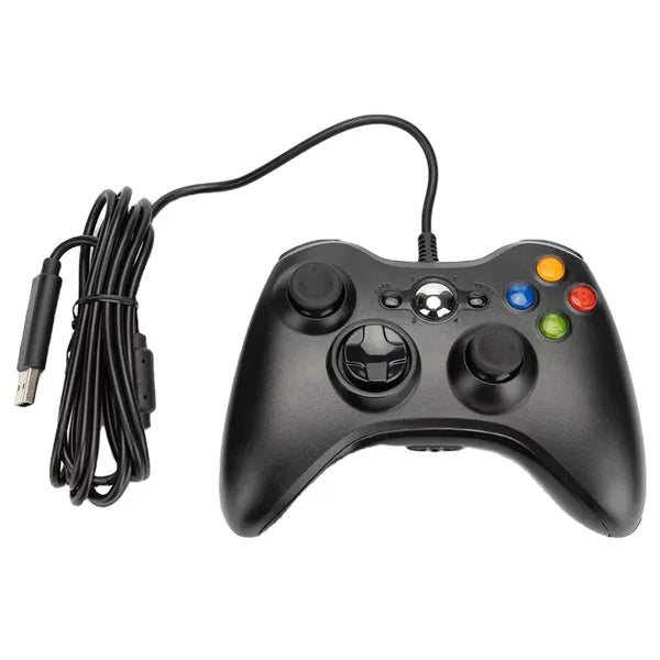 Vezetékes játékvezérlő Xbox 360 és PC-hez, Dual Shock, USB, fekete