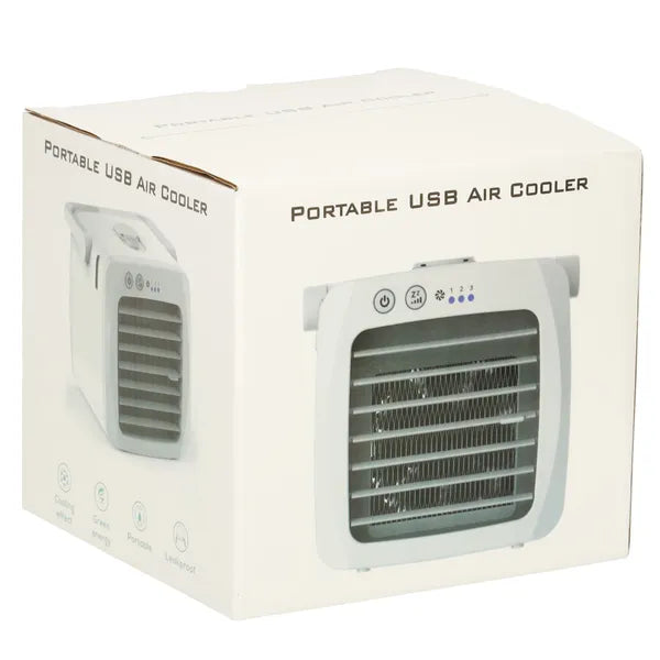 Hordozható USB asztali léghűtő ventilátor, 3 fokozat, 300 ml, fehér