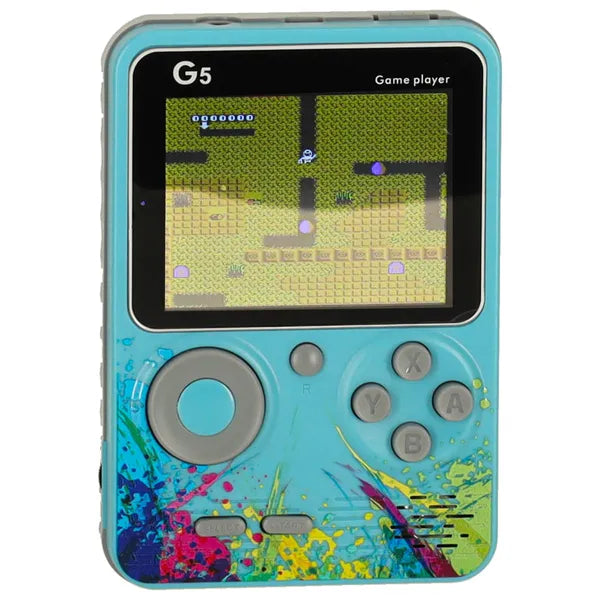 Kék hordozható retro mini játékkonzol 3" LCD, 500 beépített játék