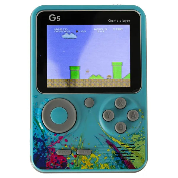 Kék hordozható retro mini játékkonzol 3" LCD, 500 beépített játék