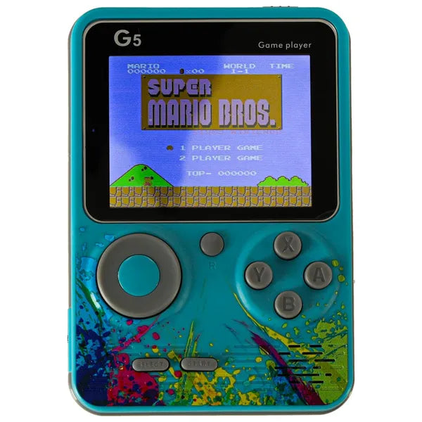 Kék hordozható retro mini játékkonzol 3" LCD, 500 beépített játék