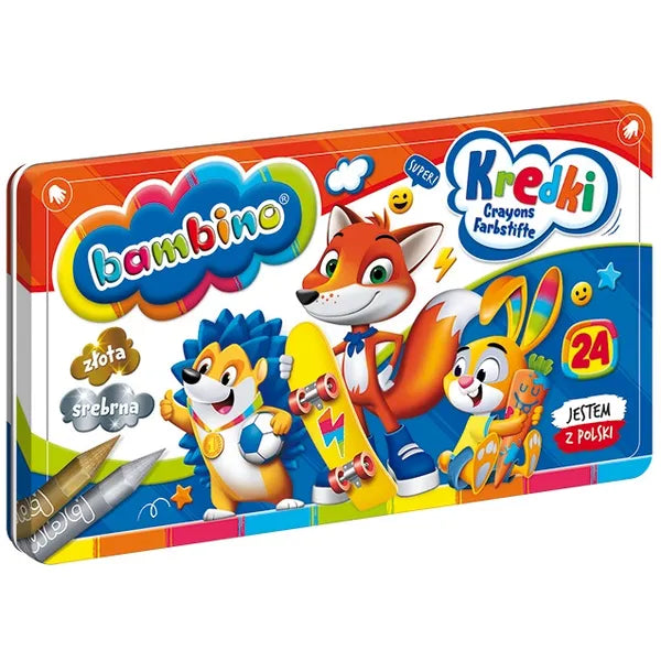 Bambino színes ceruzakészlet 24 színnel, fém dobozban, hegyezővel