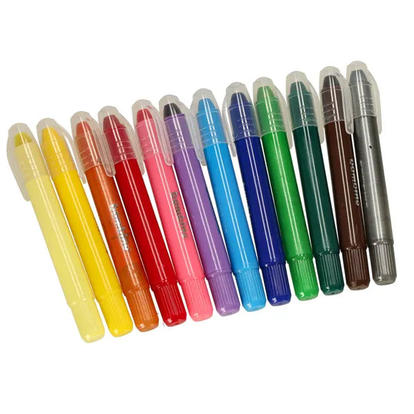 Bambino tekerhető zsírkréta készlet 12 színnel, pasztell/metallic/neon