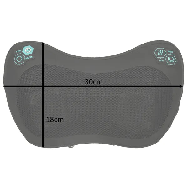Shiatsu hátmasszírozó párna melegítéssel, 3 fokozat, autós adapter