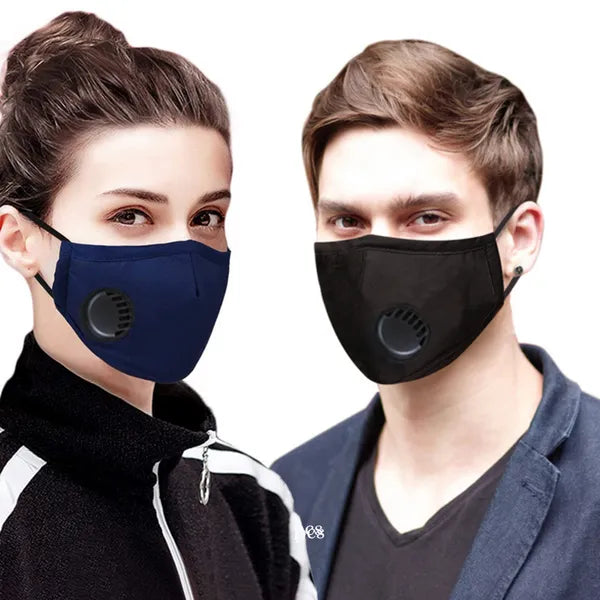 Mosható pamut maszk 2×aktívszenes PM2.5 szűrővel, szeleppel, állítható